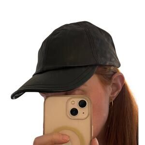 Henshel Hatquarters Leather Baseball Hat Cap OSFM Black